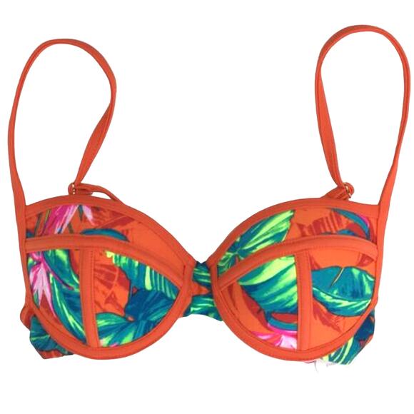 NWT Xhilaration Bralette Push Up Bikini Top Tropical Print Underwire Back XS - Picture 11 of 14